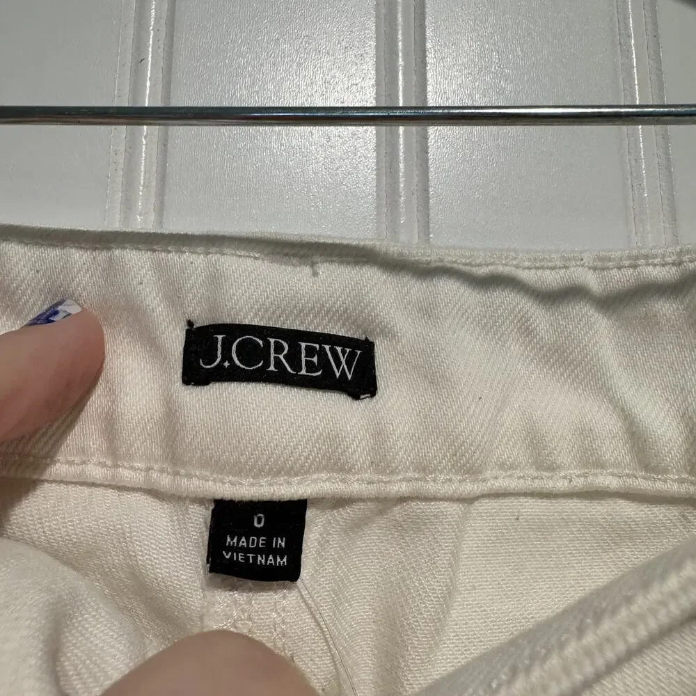 J Crew Relaxed Barrel Leg Jeans White Denim Size 0 NEW